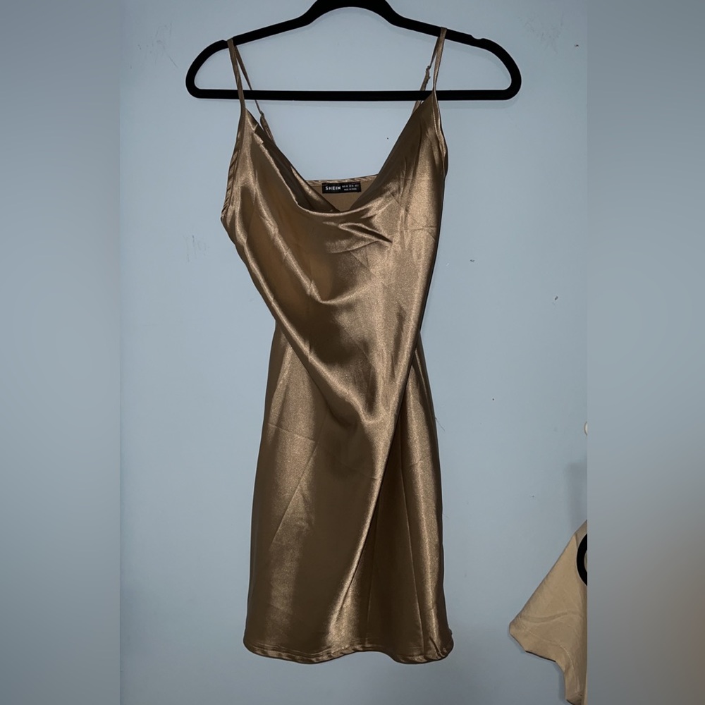 Gold Satin Mini Dress ⭐️